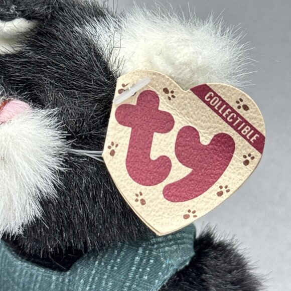 Purcy Black Country Cat Attic Treasures Green Jumper Outfit TY 1993 Posable 9" - Picture 5 of 9